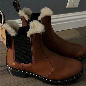 Dr Martens Leather Fur-Lined Chelsea Boots